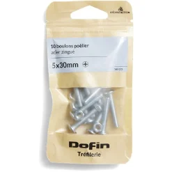 10 boulons poêlier cruciforme acier zingué - 5x30 mm