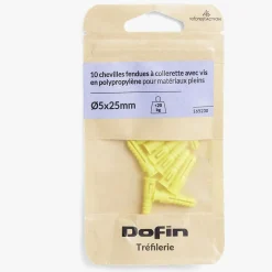 10 chevilles avec collerette pour matériaux pleins et vis - Ø5x25 mm