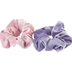2 chouchous velours uni rose/violet