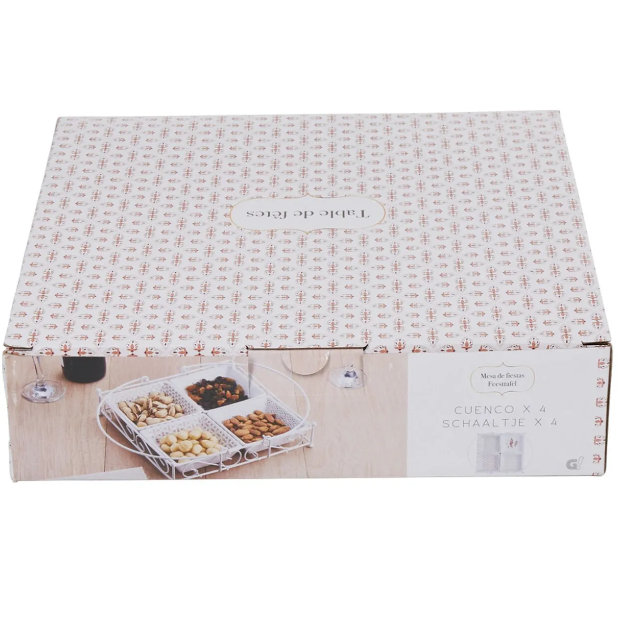 4 coupelles avec support blanc