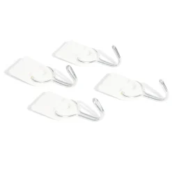 4 crochets adhésifs en plastique avec pointe métal - 30x25 mm