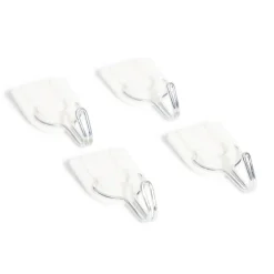 4 crochets adhésifs en plastique avec pointe métal - 30x25 mm