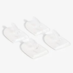 4 crochets adhésifs en plastique transparent - 25x35 mm
