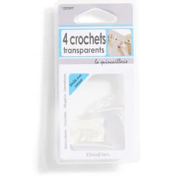 4 crochets adhésifs en plastique transparent - 25x35 mm