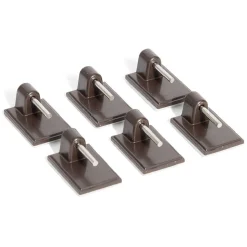 6 crochets adhésifs pour tringle en plastique marron - 17x24 mm
