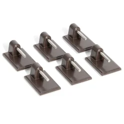 6 crochets adhésifs pour tringle en plastique marron - 17x24 mm