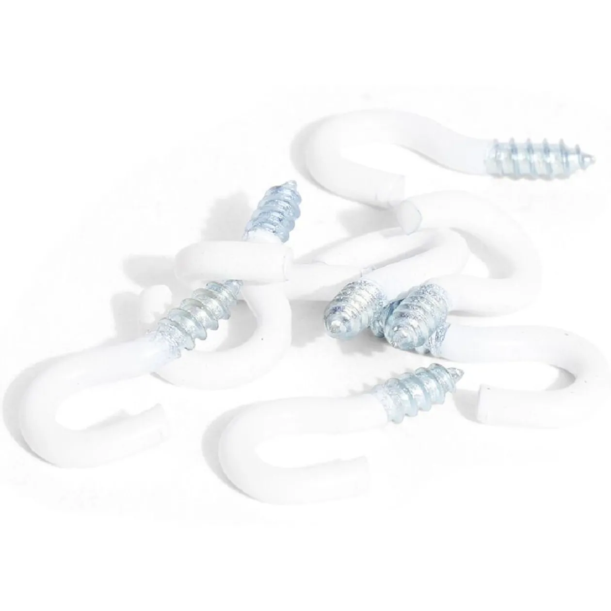 8 crochets ouverts en acier plastifié blanc - 2,5x20 mm