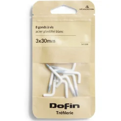 8 gonds à vis acier plastifié blanc - 3x30mm