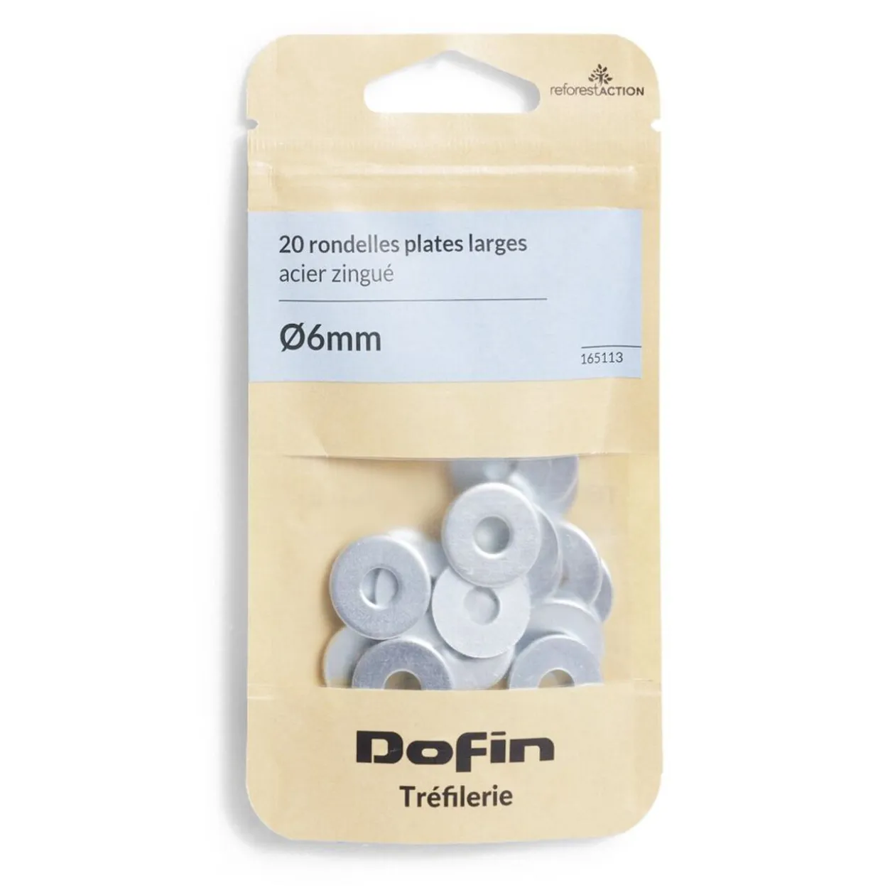 20 rondelles plates larges acier zingué Ø6 mm