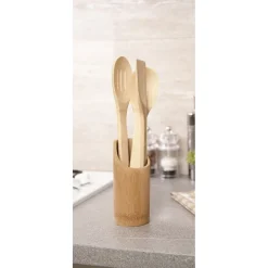 3 ustensiles de cuisine et support bois