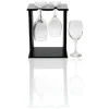 4 verres à vin avec support en bois noir