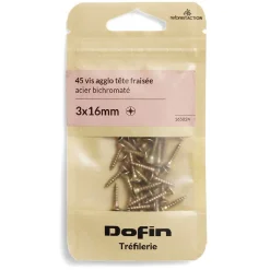 40 vis agglo tête fraisée acier bichromaté - 3x16 mm