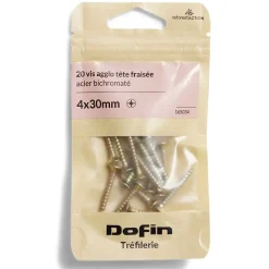 20 vis agglo tête fraisée acier bichromaté - 4x30 mm
