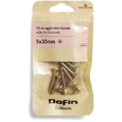 15 vis agglo tête fraisée acier bichromaté - 5x30 mm
