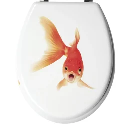 Abattant WC blanc motif poisson rouge