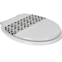 Abattant WC blanc motifs triangles