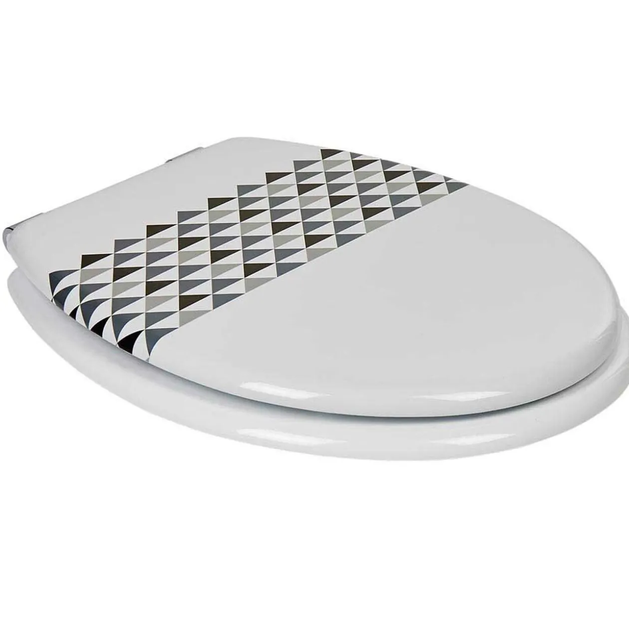 Abattant WC blanc motifs triangles