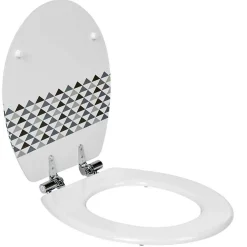 Abattant WC blanc motifs triangles