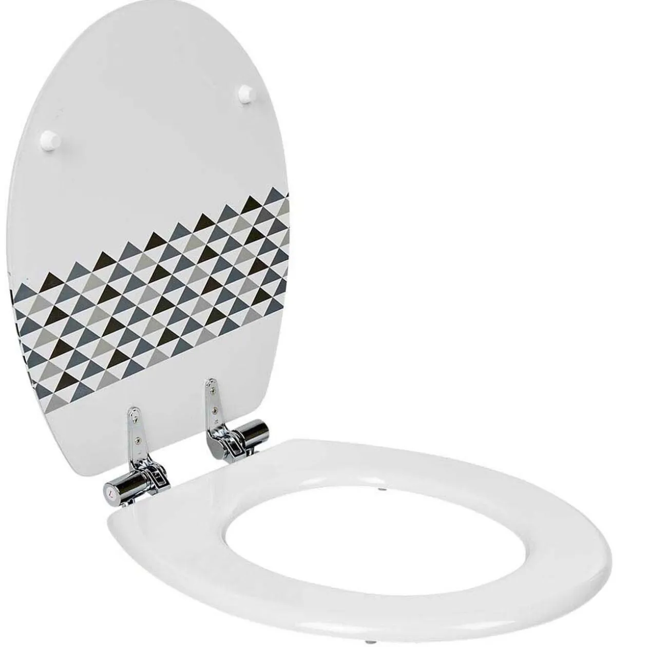 Abattant WC blanc motifs triangles