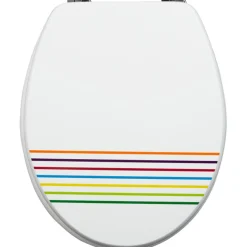 Abattant WC blanc rayures colorées