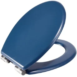 Abattant WC bois bleu avec frein de chute déclipsable réglable