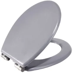 Abattant WC bois gris avec frein de chute déclipsable réglable