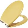 Abattant WC bois jaune curry avec frein de chute déclipsable réglable