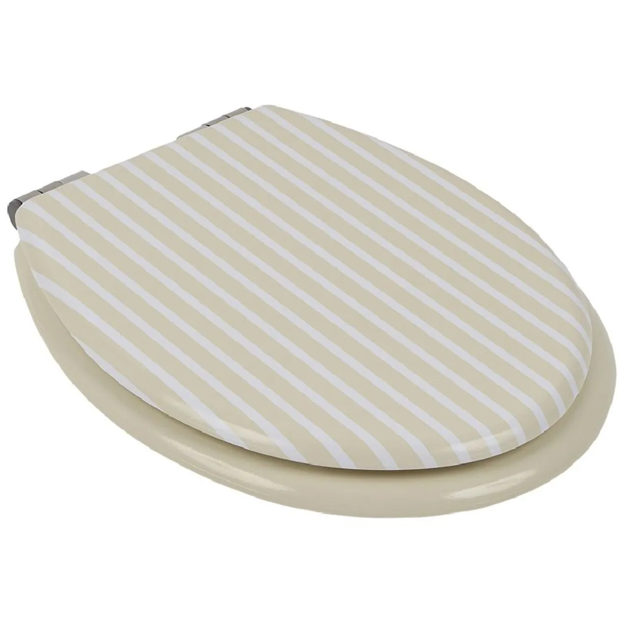 Abattant WC bois motif rayé avec frein de chute déclipsable réglable