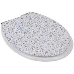 Abattant WC bois terrazzo avec frein de chute déclipsable réglable