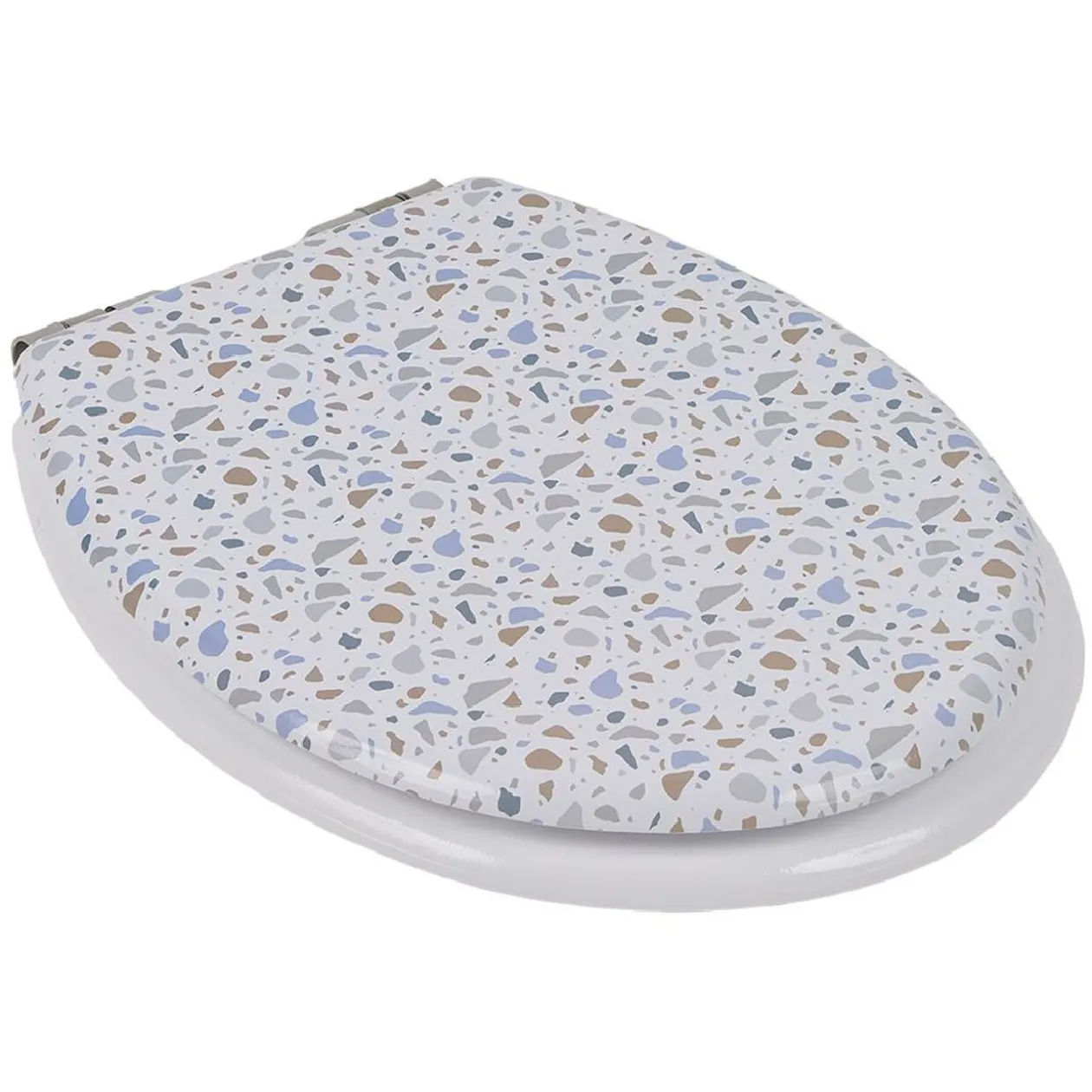 Abattant WC bois terrazzo avec frein de chute déclipsable réglable