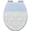 Abattant WC MDF motif terrazzo effet granit blanc et bleu