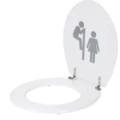 Abattant WC motif pictogramme fille et garçon humoristique