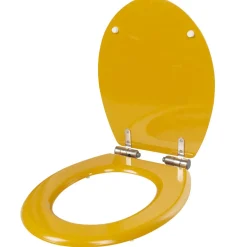 Abattant WC plastique uni jaune moutarde frein de chute