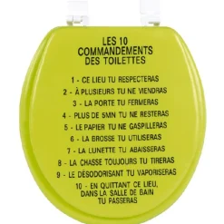 Abattant WC vert anis les 10 commandements