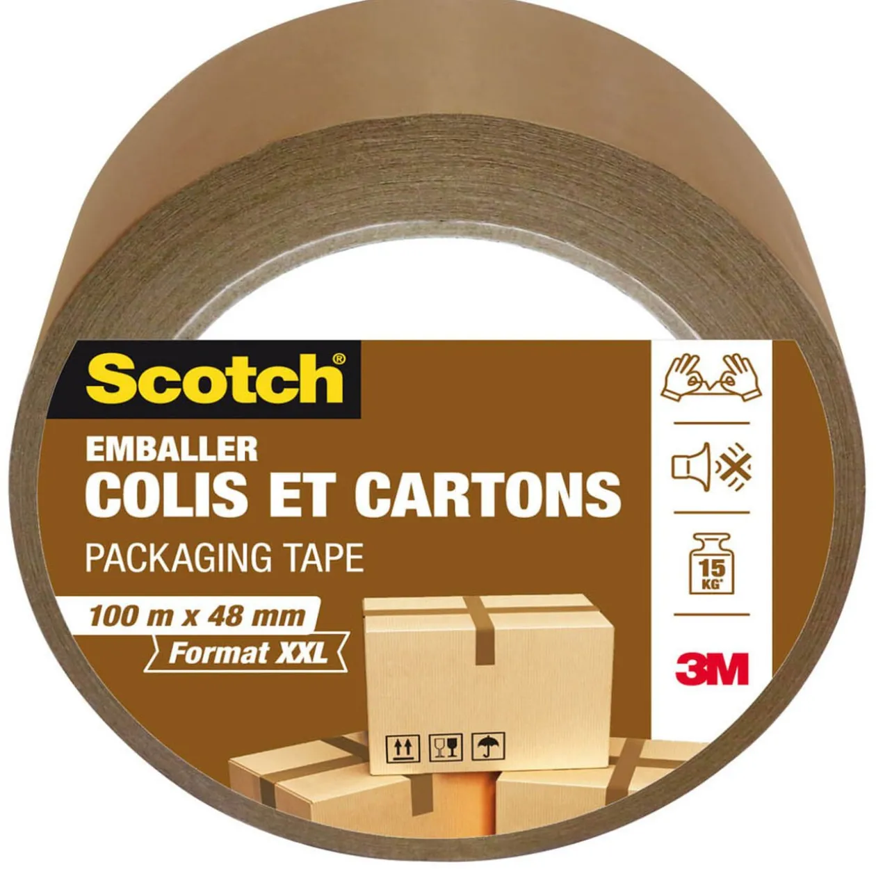 Adhésif d'emballage Scotch large pour colis et carton