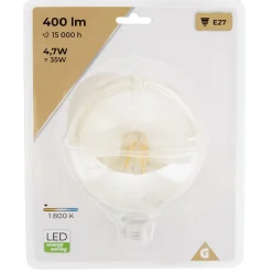 Ampoule à filament E27 forme globe doré 4,7W=35W