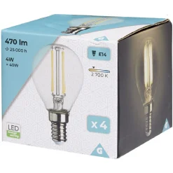 Ampoule LED à 4 filaments blanc chaud E27 4W x4