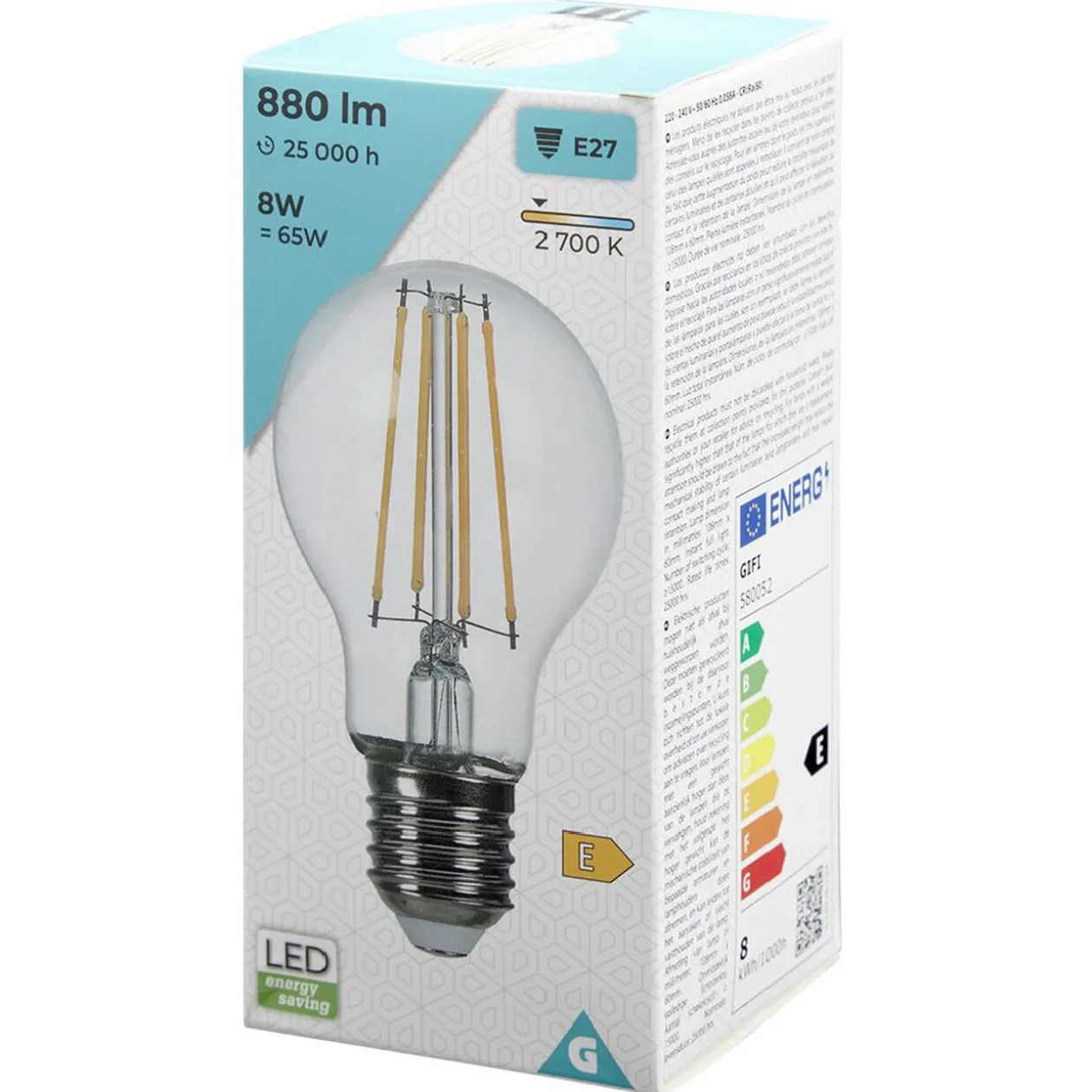 Ampoule LED à filament A60 E27 blanc