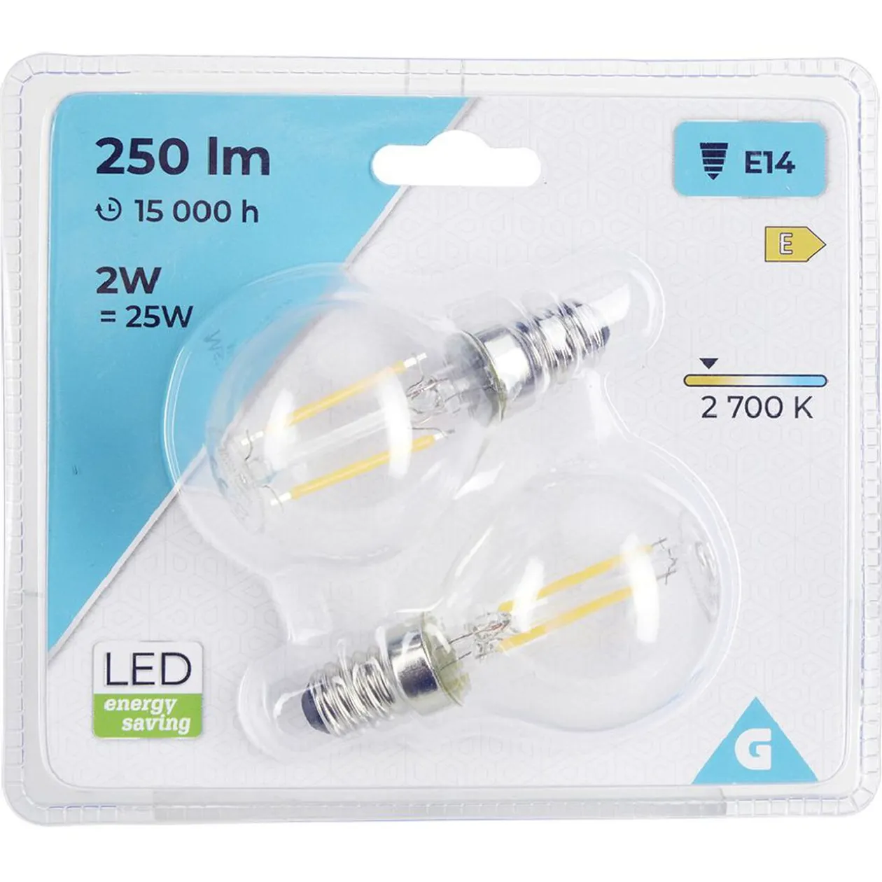 Ampoule LED à filament E14 G45 250lms x2