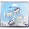 Ampoule LED à filament G45 lumière chaude 4W x2