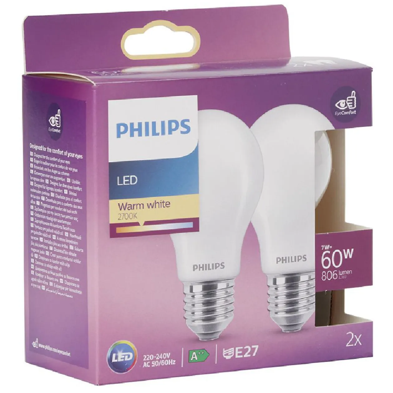 Ampoule LED A60 E27 60W x2