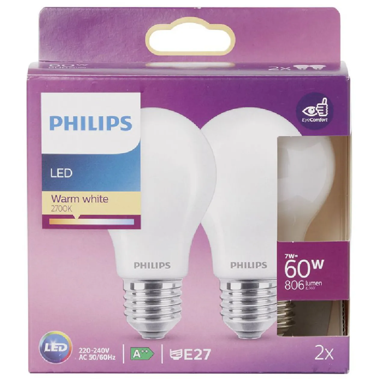Ampoule LED A60 E27 60W x2