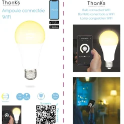 Ampoule LED connectée blanc ajustable E27 60 W