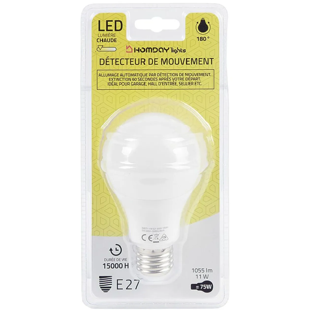 Ampoule LED détecteur de mouvement E27 60 W