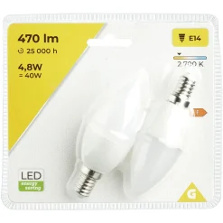 Ampoule LED E14 C35 470lms x2