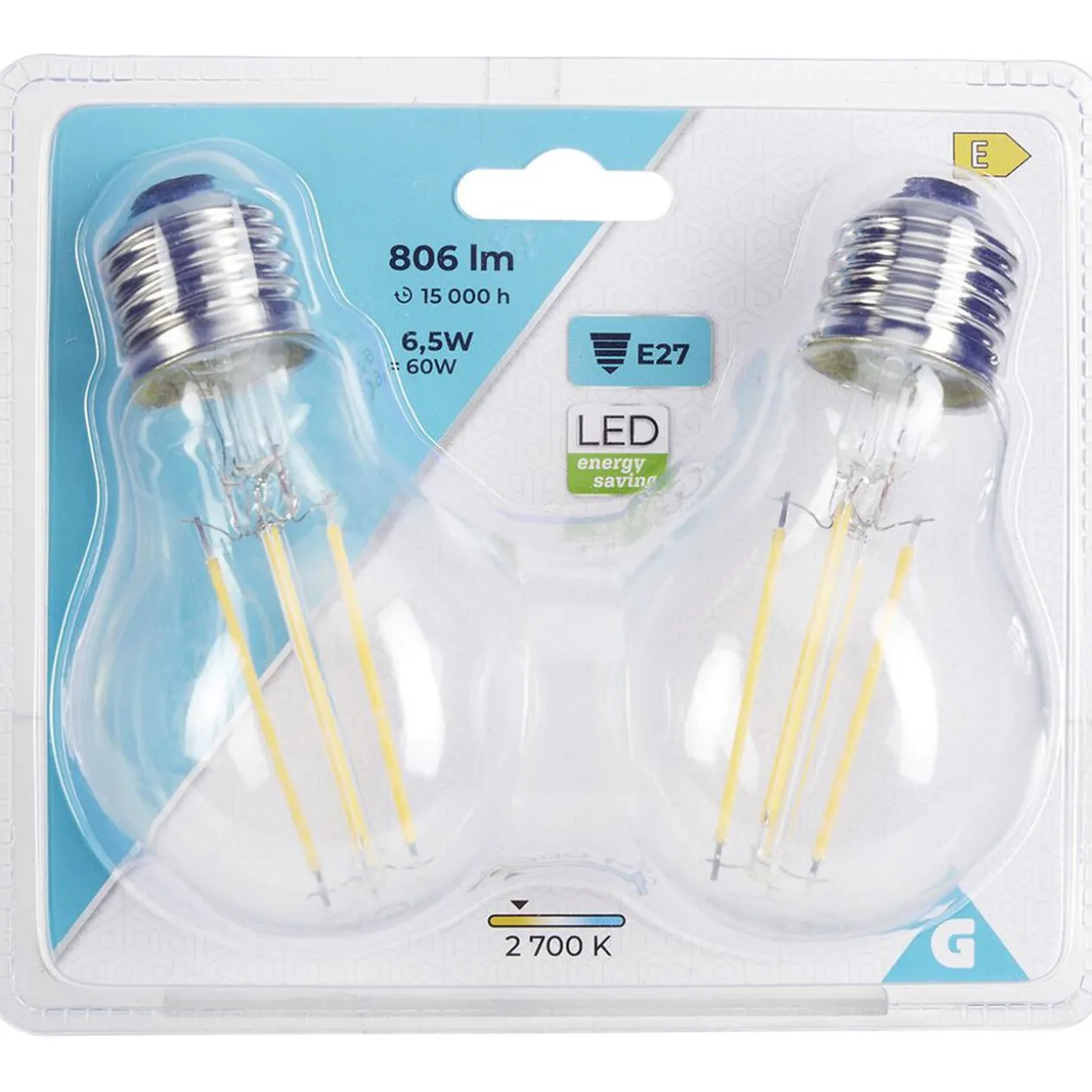 Ampoule LED filament E27 A60 806lms x2