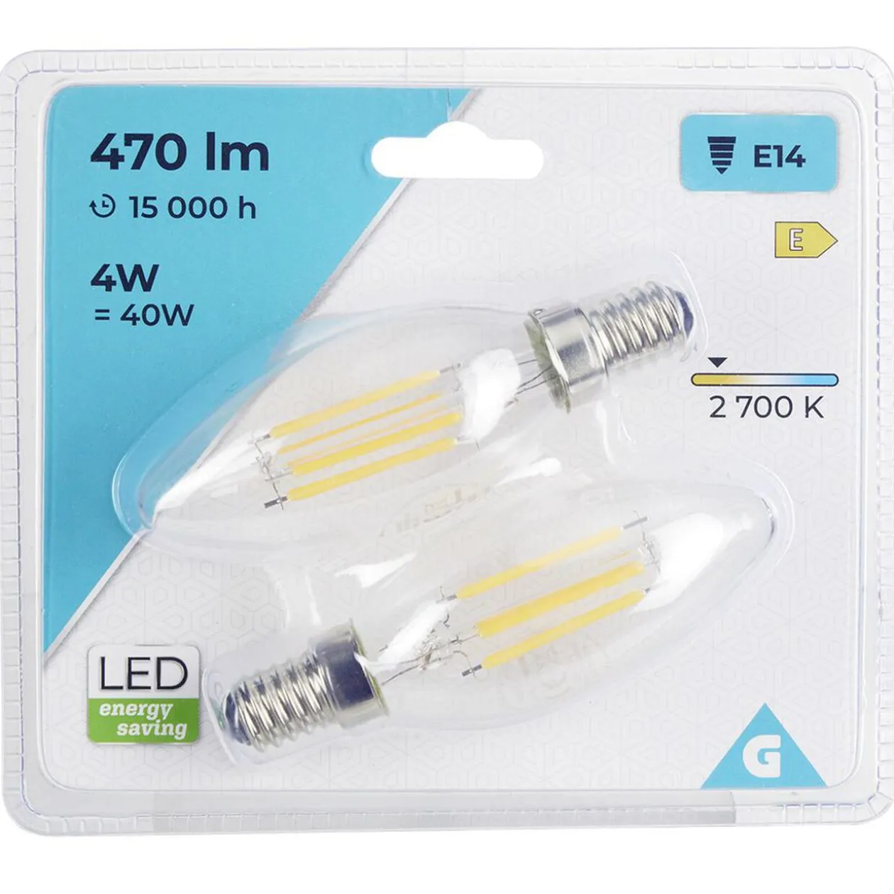 Ampoule LED filament E14 C35 470lms x2