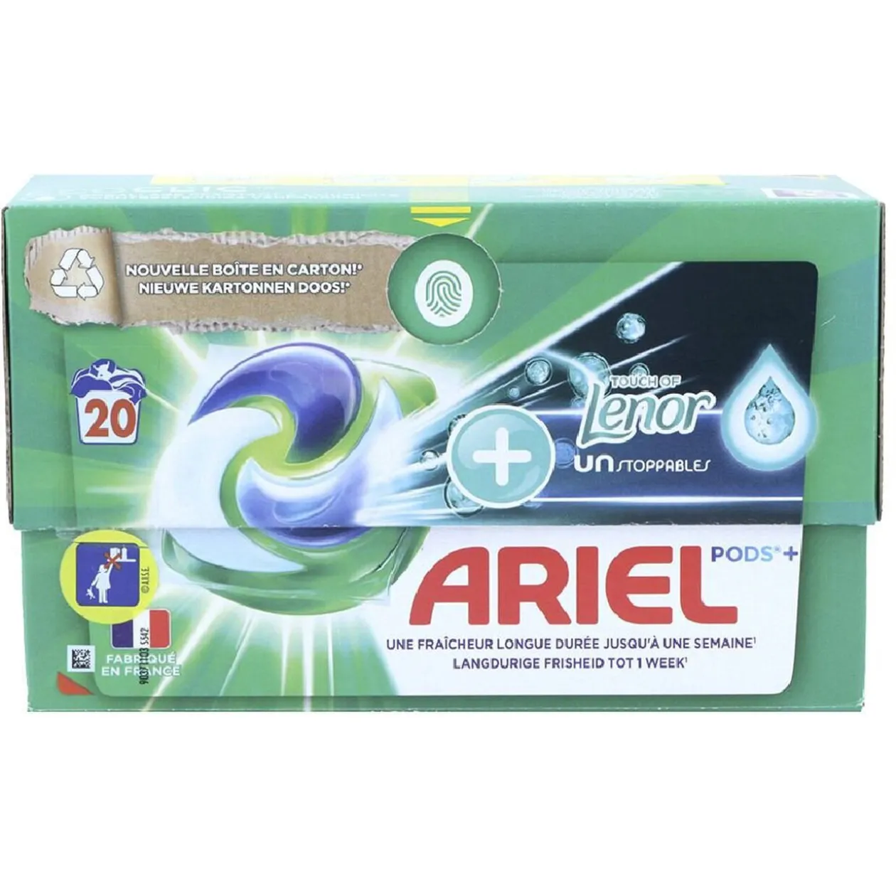 Ariel pods avec touche de Lenor Unstoppables 20 lavages