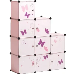 Armoire dressing escalier pour enfant design papillon