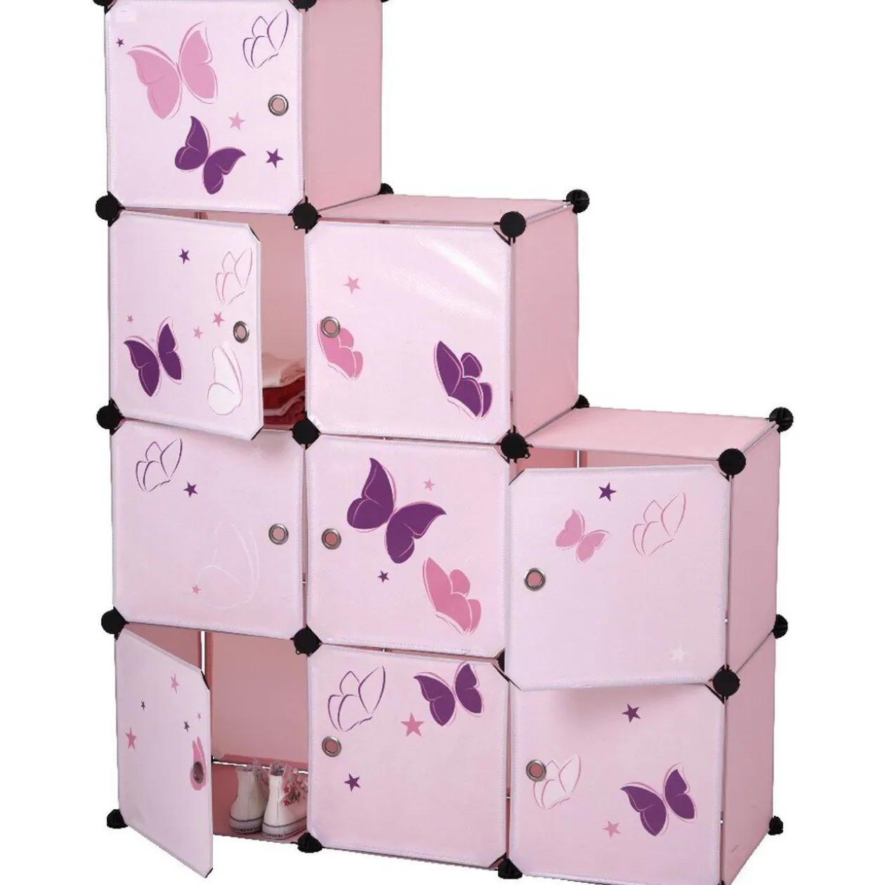 Armoire dressing escalier pour enfant design papillon